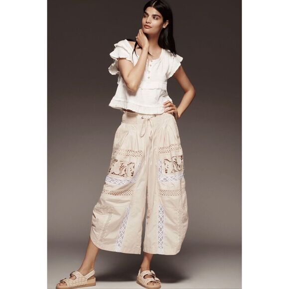 Anthropologie Tops - Anthropologie Pilcro Short Sleeve Ruffle-Trim Henley Baby Tee